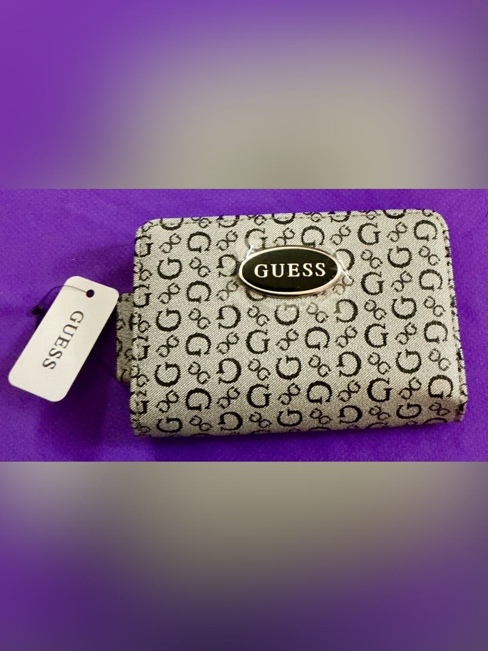 Guess Black Leather Card Wallet with ID Window